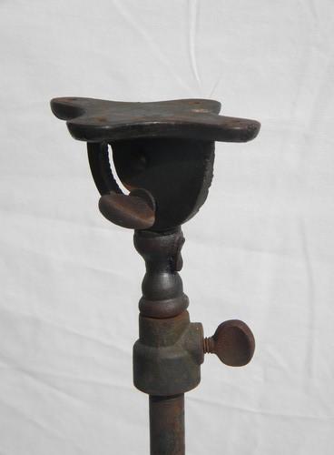 photo of antique early industrial vintage iron adjustable work light stand #2