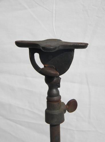 photo of antique early industrial vintage iron adjustable work light stand #3