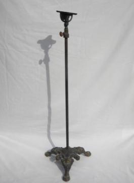 catalog photo of antique early industrial vintage iron adjustable work light stand