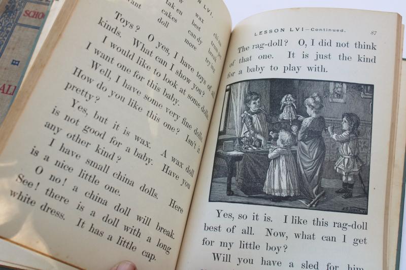 photo of antique early readers, reading primers learning to read schoolbooks circa 1900 vintage #3