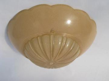 catalog photo of antique ecru glass ceiling light shade, vintage architectural lighting