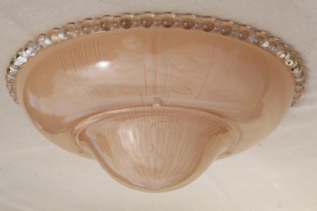 photo of antique ecru painted glass lamp shade for early electric vintage ceiling fixture light #1