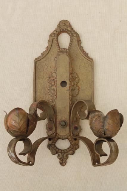 photo of antique electric Lincoln cast iron wall mount light, twin lamp sconce for restoration #1