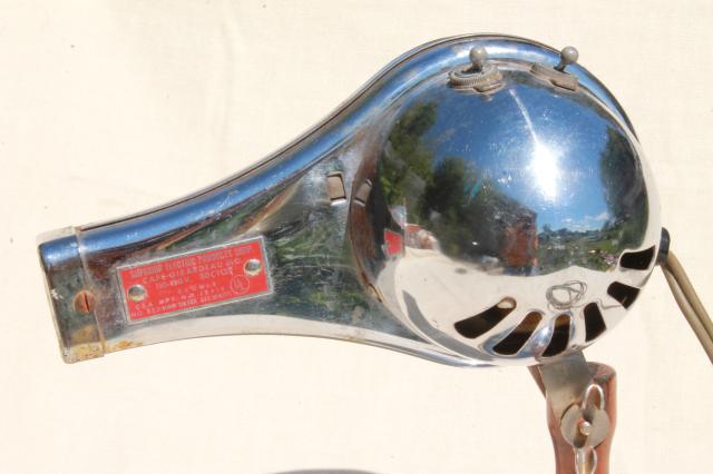 photo of antique electric hairdryer  vintage chrome Superior Electric portable w/ stand #10