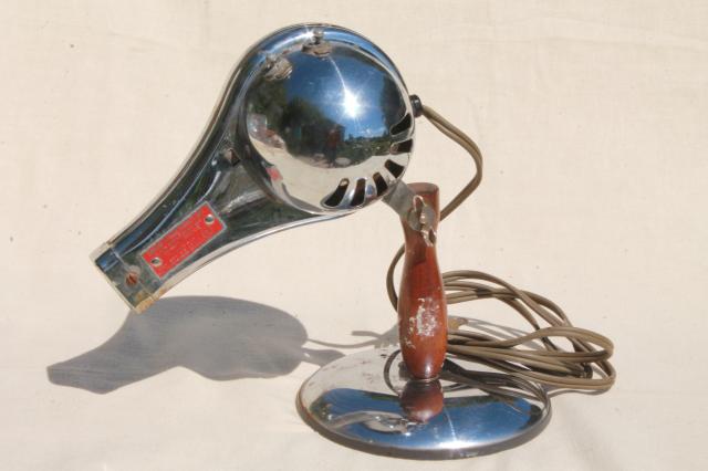 photo of antique electric hairdryer  vintage chrome Superior Electric portable w/ stand #11