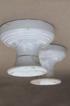 catalog photo of antique electric light fixtures, white porcelain ceiling lights vintage 1920s