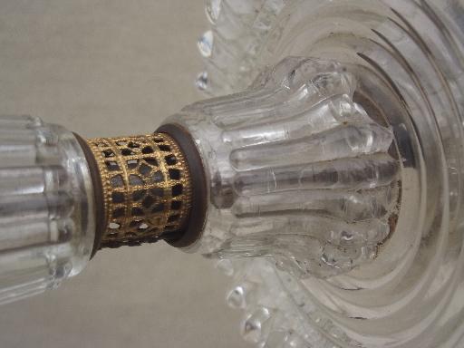 photo of antique electric light, wall sconce lamp w/ prismatic ribbed glass shade #9