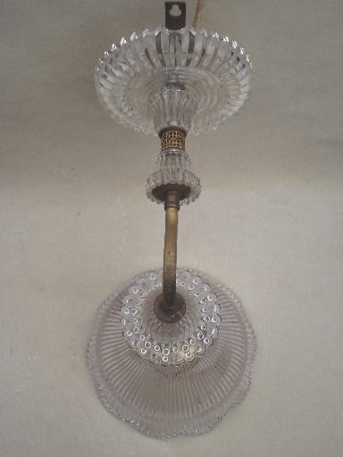 photo of antique electric light, wall sconce lamp w/ prismatic ribbed glass shade #10