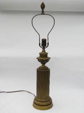 catalog photo of antique electric table lamp, ornate french baroque ormulo gold rococo metal