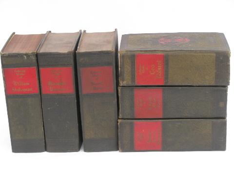 photo of antique embossed covers 1920s vintage classic works, 6 volume book set #1