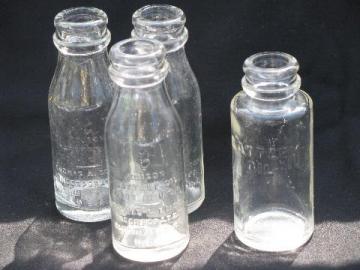 catalog photo of antique embossed glass Edison Battery Oil bottles, machine age vintage