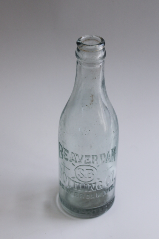 photo of antique embossed glass bottle S B Beaver Dam Bottling Company Wisconsin vintage advertising  #1