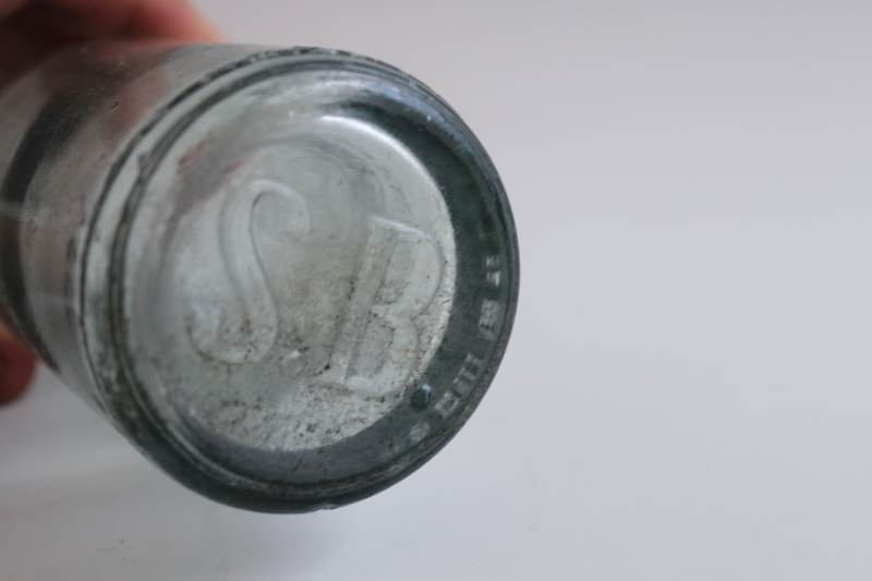 photo of antique embossed glass bottle S B Beaver Dam Bottling Company Wisconsin vintage advertising  #4