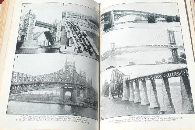 photo of antique encyclopedia books 5 volume library w/ vintage engravings, photos, color plates, dated 1914 #2
