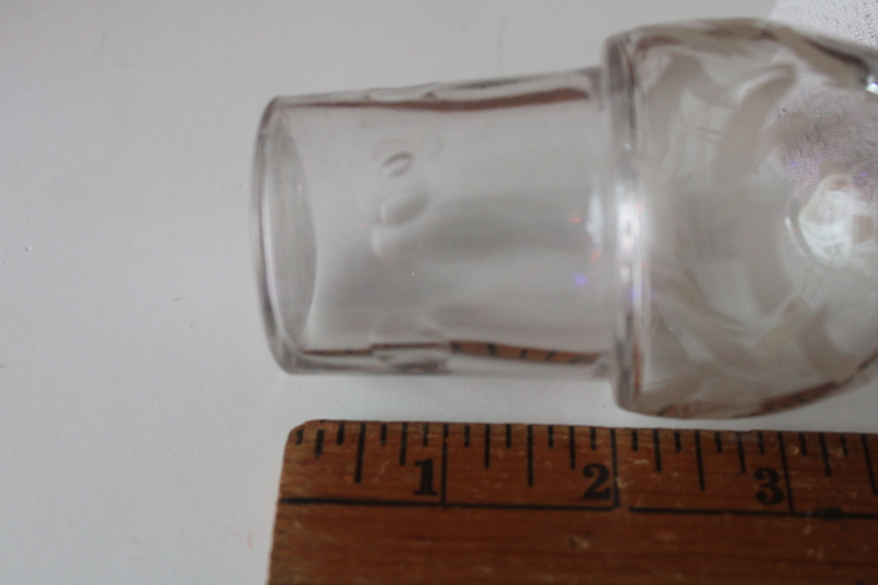 photo of antique etched glass bottle for Victorian castor stand, sugar or condiment jar w/ silver plated lid  #6