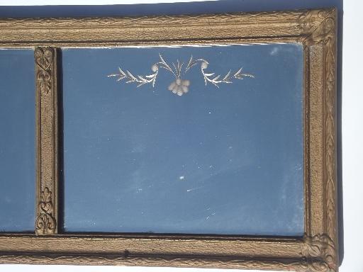 photo of antique etched glass mirror in shabby ornate gold yard long picture frame #5