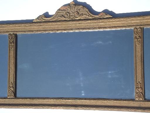 photo of antique etched glass mirror in shabby ornate gold yard long picture frame #6