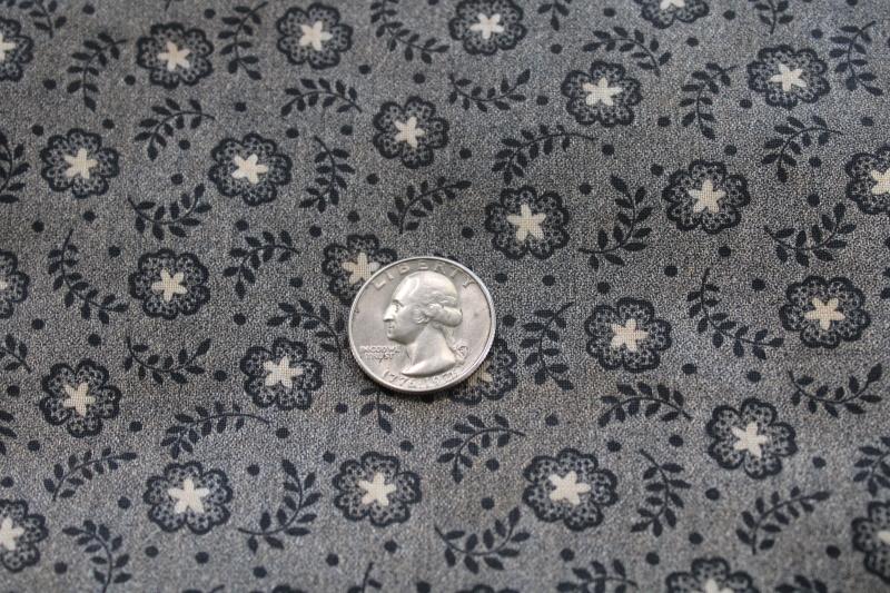 photo of antique fabric, late 1800s early 1900s black & white print calico cotton 3 1/2 yards #1