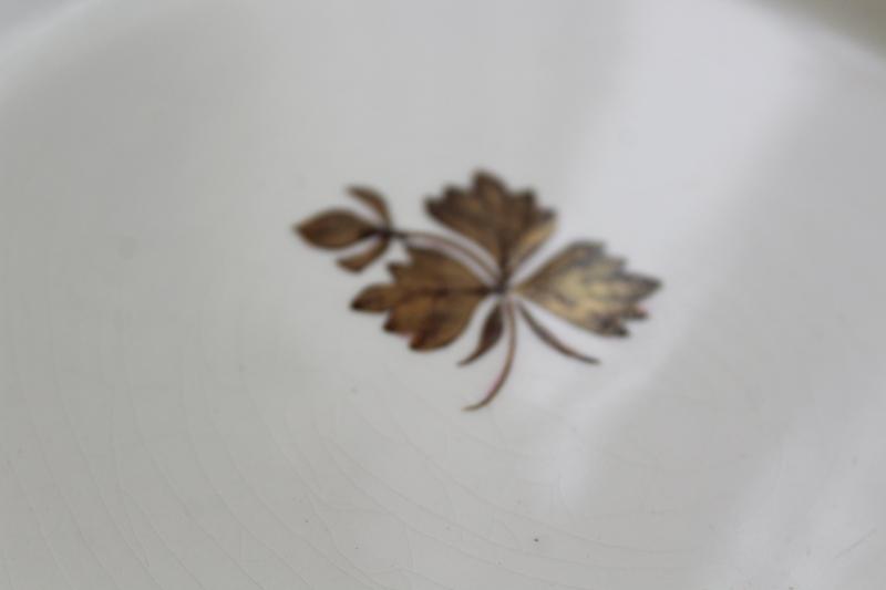 photo of antique farm country kitchen china, very worn old Tea Leaf ironstone dinner plates #7