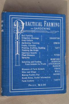 catalog photo of antique farm text book, Practical Farming and Gardening illustrated, dated 1902