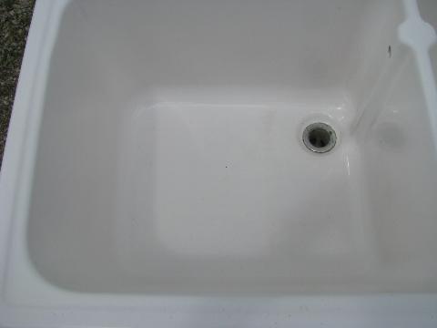 photo of antique farmhouse vintage ironstone porcelain double basin farm kitchen sink #9