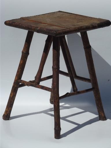 photo of antique fern stand, tortoise shell bamboo low plant table 1890s vintage #1