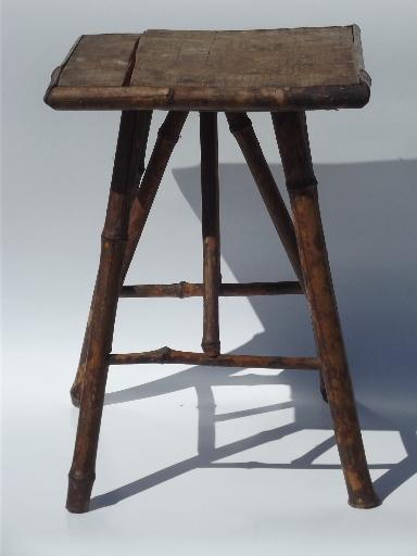 photo of antique fern stand, tortoise shell bamboo low plant table 1890s vintage #2
