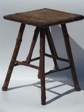 catalog photo of antique fern stand, tortoise shell bamboo low plant table 1890s vintage