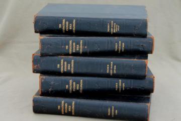 catalog photo of antique five volumes books of Bible history, Bible Encyclopedia dated 1915