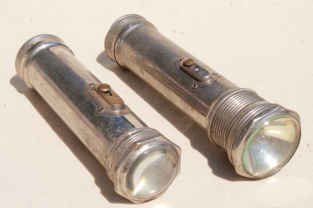 photo of antique flashlight lot early electric flashlights French Ray-o-lite Winchester  #11
