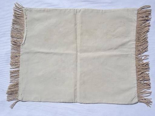 photo of antique flax linen pillow covers w/ embroidery, Arts & Crafts vintage #4