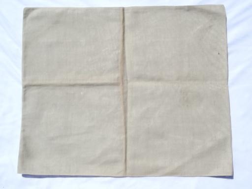 photo of antique flax linen pillow covers w/ embroidery, Arts & Crafts vintage #7