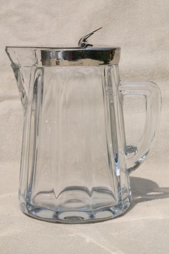 photo of antique flint glass pitchers, creamer or milk jug & vintage syrup pitcher #9