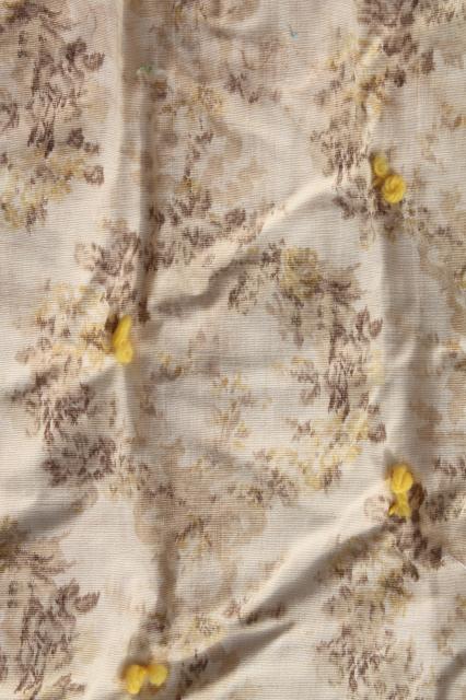 photo of antique floral print cotton fabric comforters, eiderdown style vintage tied quilts #2