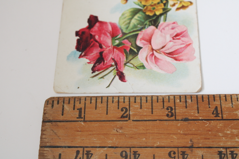photo of antique floral print postcard, blank calling card with flowers with note on back, 1910 postmark  #2