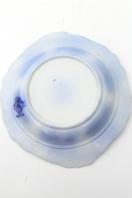 photo of antique flow blue china, Claremont Johnson Bros embossed plate for round covered butter dish #6