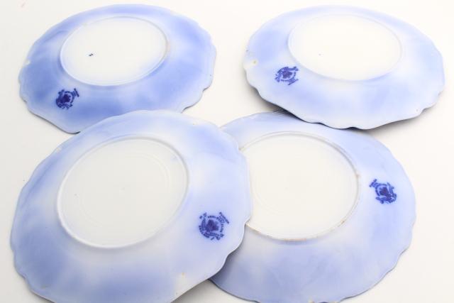 photo of antique flow blue china plates, Johnson Bros Florida pattern 1880s vintage #11