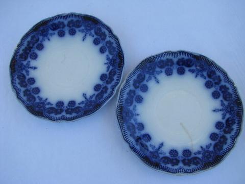 photo of antique flow blue china plates, vintage Johnson Bros. Stanley pattern, dated 1899 #5