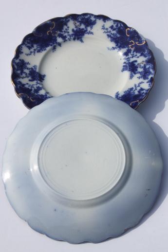 photo of antique flow blue china plates set of 10, unmarked English Staffordshire 1880s? #2