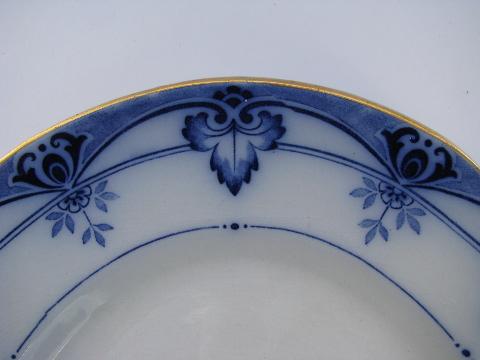 photo of antique flow blue china platter, Norman - England Staffordshire #2