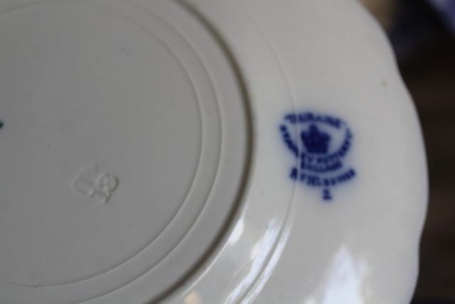photo of antique flow blue china salad or dessert plates, English transferware 1800s vintage #3