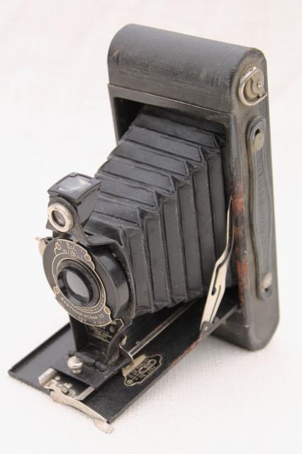 photo of antique folding camera vintage Kodak  Hawk-eye model B  No 2A cartridge film #1