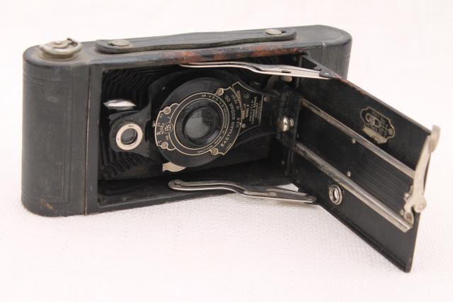 photo of antique folding camera vintage Kodak  Hawk-eye model B  No 2A cartridge film #10