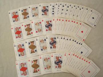 catalog photo of antique fortune telling cards, early 1900s vintage playing cards w/ great old graphics 