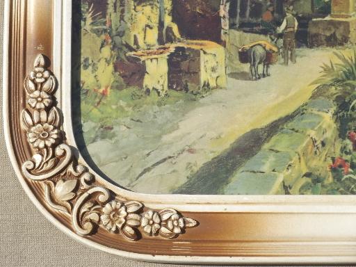 photo of antique framed print At Vesuvius, vintage colored print Bay of Naples Italy #2