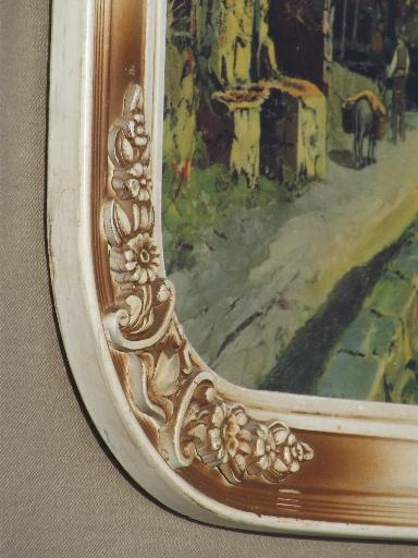 photo of antique framed print At Vesuvius, vintage colored print Bay of Naples Italy #5