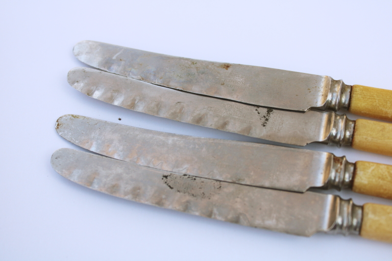 photo of antique french ivory celluoid handled table knives, early 1900s vintage Sheffield England  #6