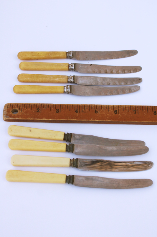 photo of antique french ivory celluoid handled table knives, early 1900s vintage Sheffield England  #7
