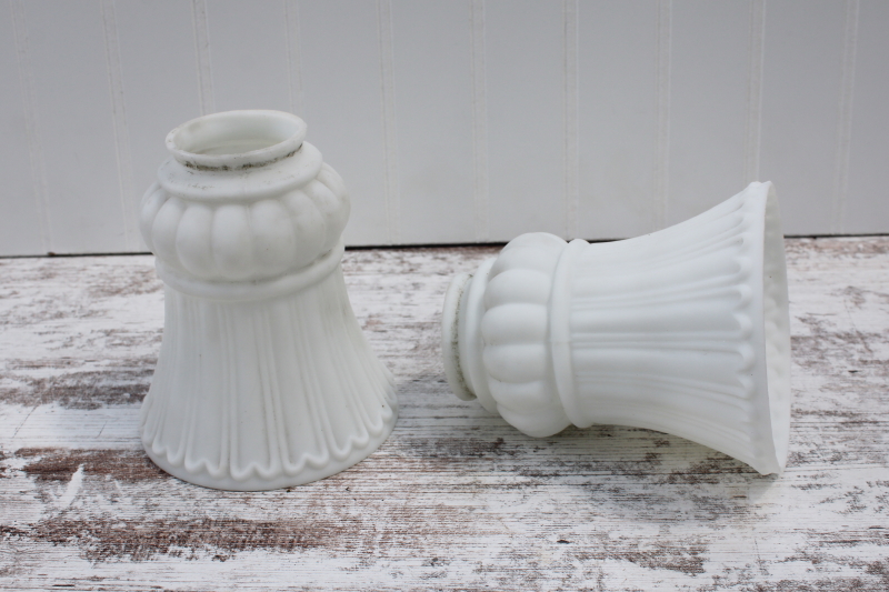 photo of antique frosted milk glass shade, Victorian style lampshades for electric light or chandelier #1