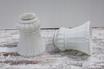 catalog photo of antique frosted milk glass shade, Victorian style lampshades for electric light or chandelier